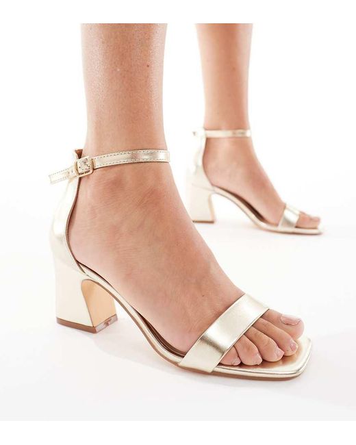 SEQWL Wide Fit Natural Leal Heeled Sandals