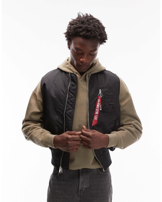 Alpha Industries Gray Reversible Ma-1 Heritage Gilet for men