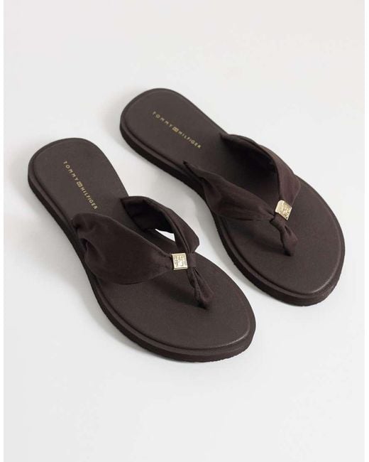 Tommy Hilfiger Black Scandi Ruched Flip Flop