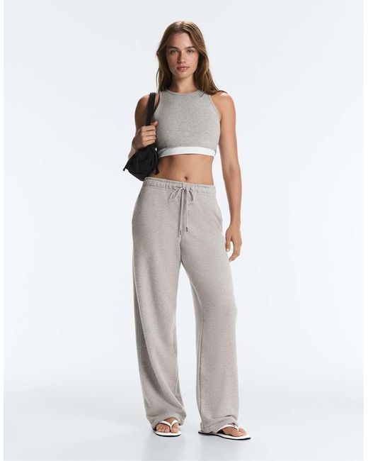 Oysho Gray Marl Overlay Halterneck Tank Top