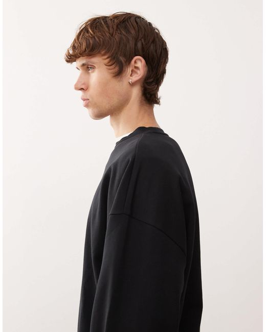 Collusion Black Essentials Boxy Oversized Sweatshirt for men