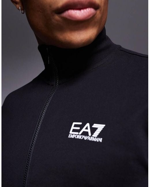 EA7 Blue Armani Zip Through Logo Track Jacket for men