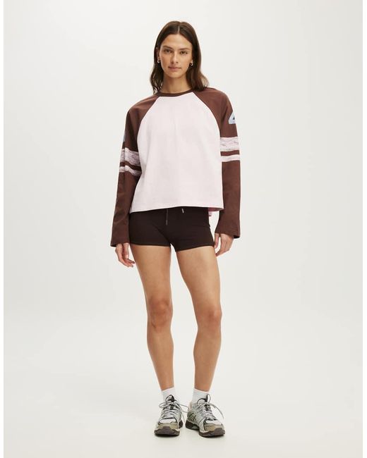 Cotton On White Active Graphic Raglan Tee