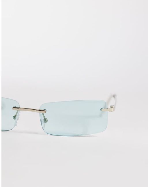 ASOS White Rectangle Rimless Sunglasses for men
