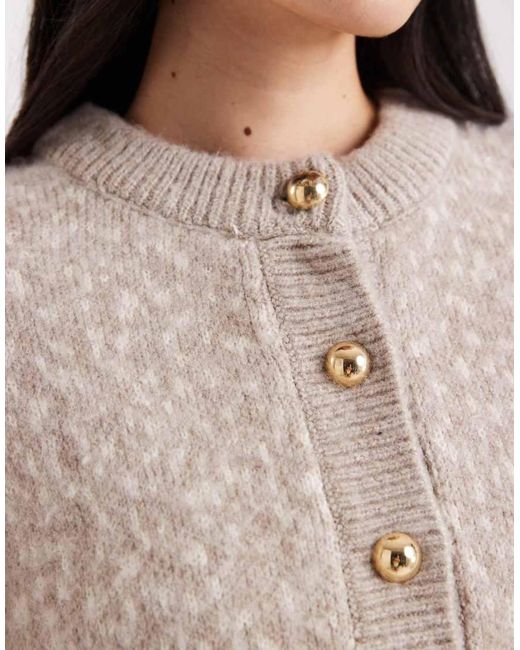 ASOS Natural Knit Cardigan With Gold Buttons