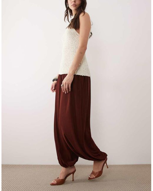 Mango Red Bubble Hem Trouser