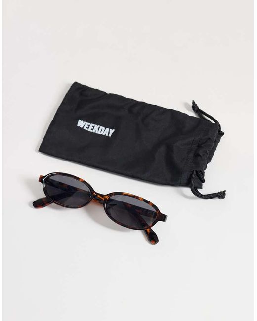 Weekday Brown Oval Sunglasses With Black Lense