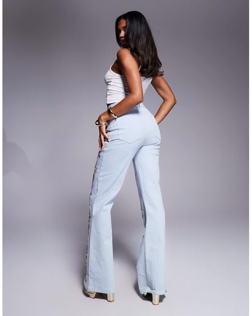 ASOS Gray Premium Embellished Gold Denim Jeans