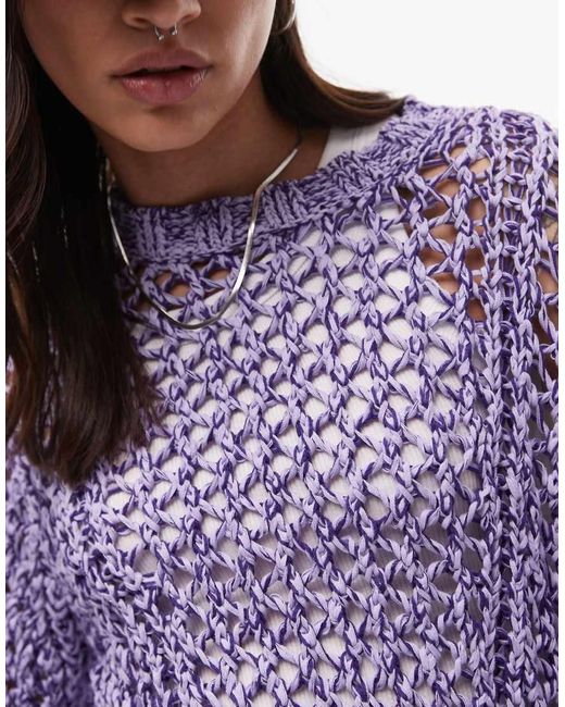 & Other Stories Gehaakte Gebreide Trui Met Naden in het Purple