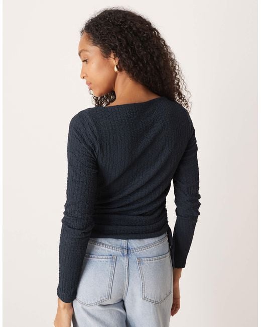 ASOS Blue Bubble Texture Long Sleeve Top