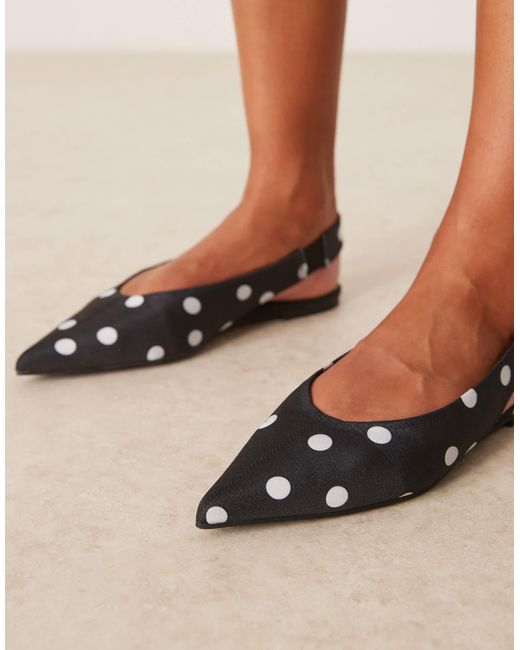 ASOS Brown – linford – ballerinas mit fersenriemchen und punktemuster