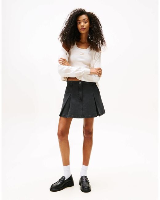 Tommy Hilfiger Natural – mini-faltenrock aus canvas
