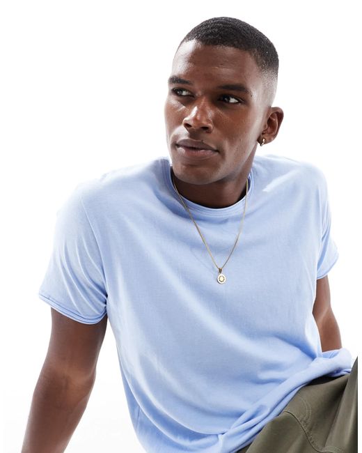 T-shirt à manches courtes et ourlet brut - clair Brave Soul pour homme en coloris Blue