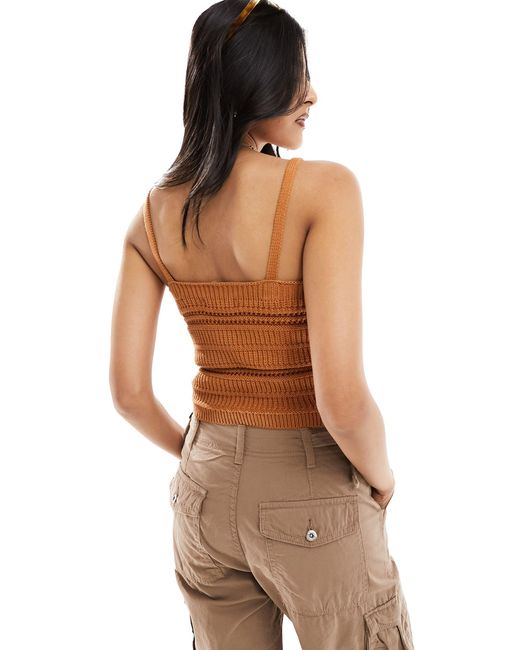 New Look Brown Knitted Cami Singlet