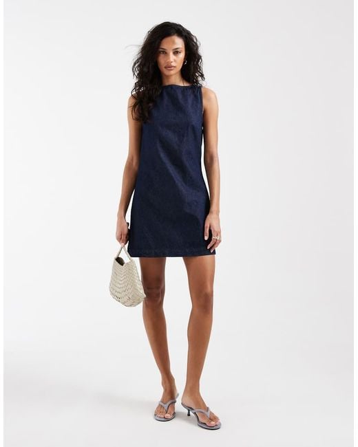 ASOS Blue Denim Fit And Flare Shift Dress