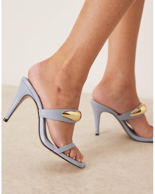 ASOS Natural Novie Trim Detail High Heeled Mules