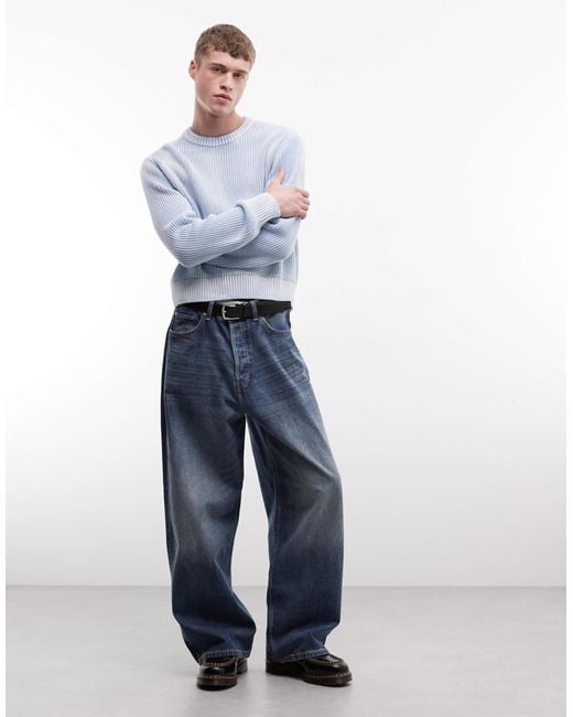 Weekday Blue Ribbed Jumper for men