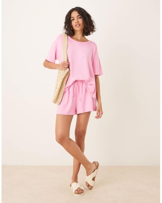 ASOS Pink – shorts aus strukturiertem strick