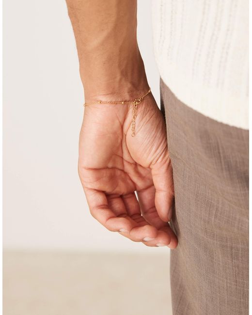 ASOS – es kugelketten-armband aus sterlingsilber mit sechseckigem anhänger in Natural für Herren