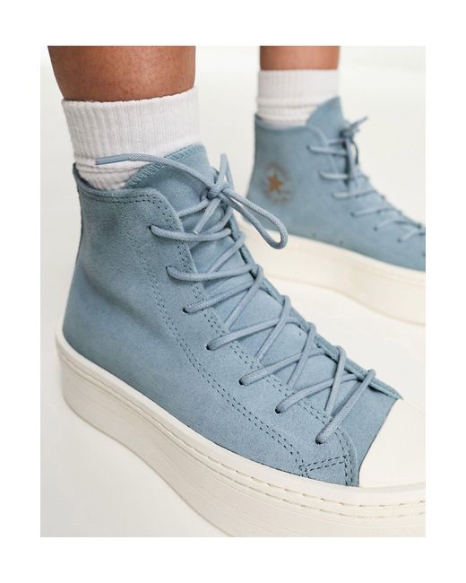 Converse Blue Chuck Taylor All Star Modern Lift Hi Suede Sneakers