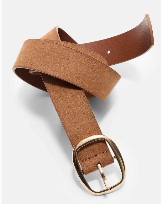 Stradivarius Brown – basic-gürtel aus wildlederimitat
