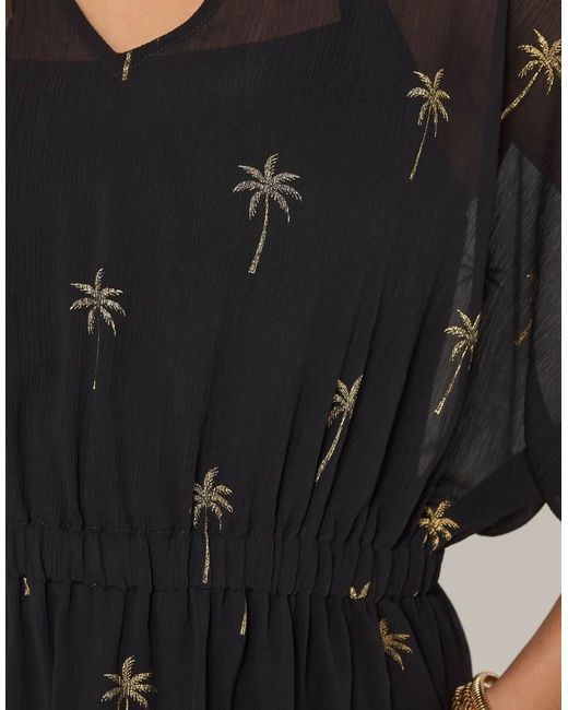 Yours Clothing Black Foil Detail Beach Kimono