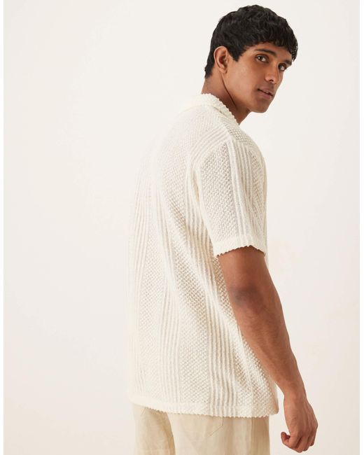 Polo décontracté texturé avec col à revers - crème ASOS pour homme en coloris Natural