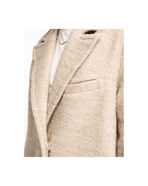 Monki White Longline Textured Coat