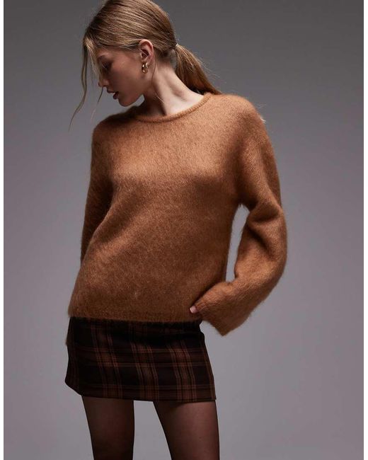 & Other Stories Brown Wool And Mohair Blend Drop Shoulder Jumper
