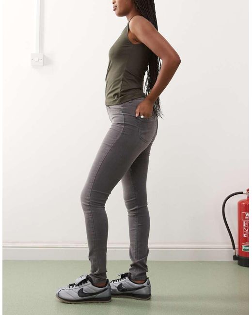 Noisy May Gray Callie High Waisted Skinny Jeans