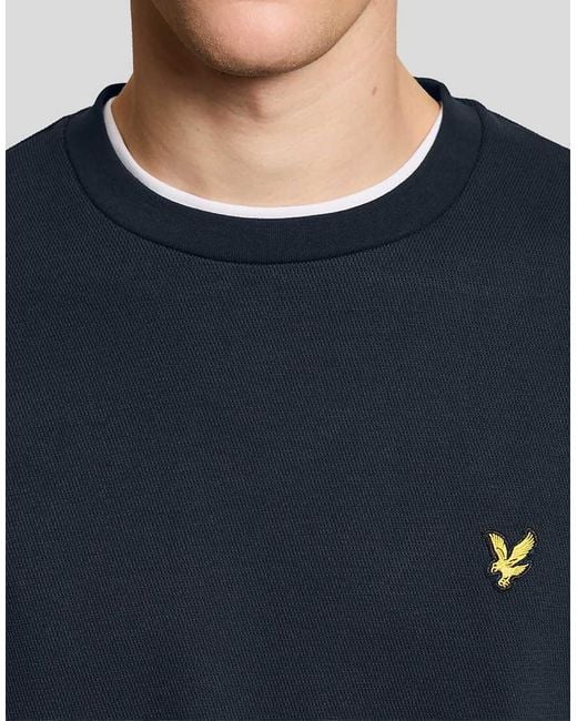 Lyle & Scott Blue Mid Layers Raised Jacquard Crew Neck Sweatshirt for men