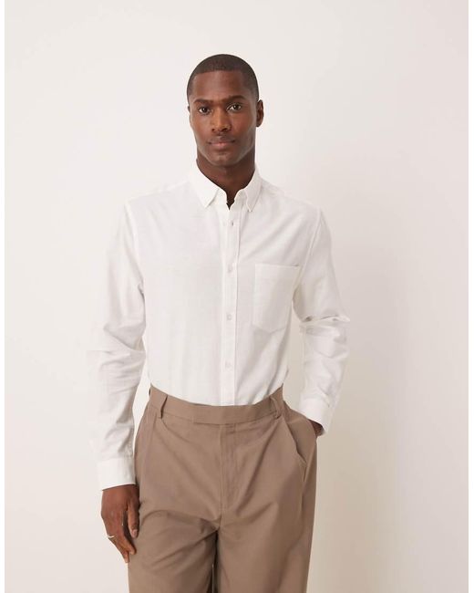 ASOS Natural Oxford Regular Shirt for men