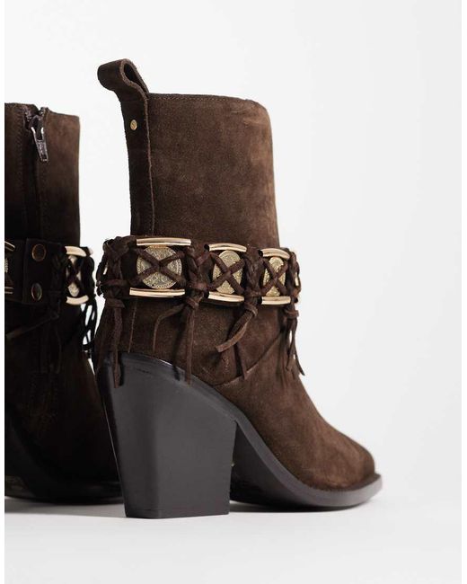 Bronx Brown New-kole Fringe Western Ankle Boots