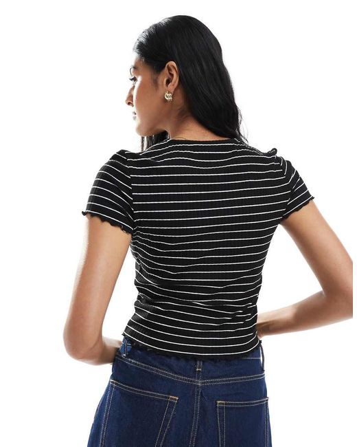 ONLY Top Met Korte Mouwen En Schulprand in het Black
