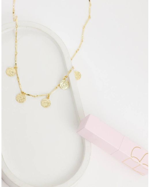 Orelia Metallic Molten Coin Multi Charp Drop Necklace