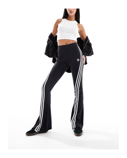 Adidas Originals Black Three Stripe Flared leggings