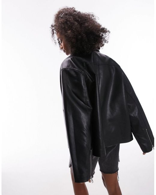 TOPSHOP Black Faux Leather Jacket