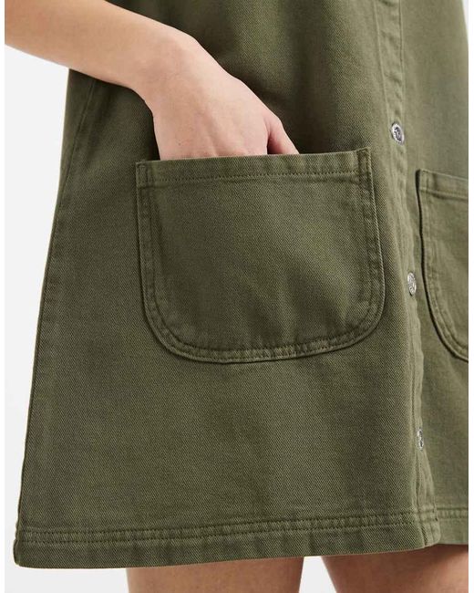 Miss Selfridge Green Pinafore Denim Dress