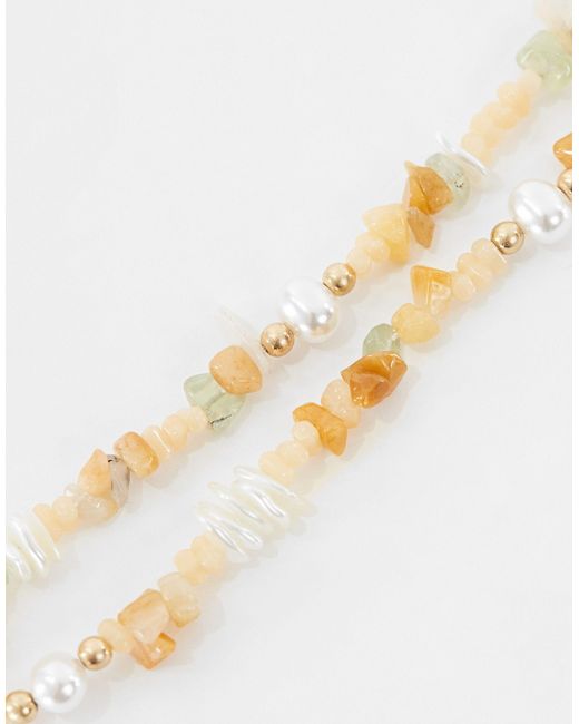 ASOS Natural Short Necklace With Real Semi Precious Chippings