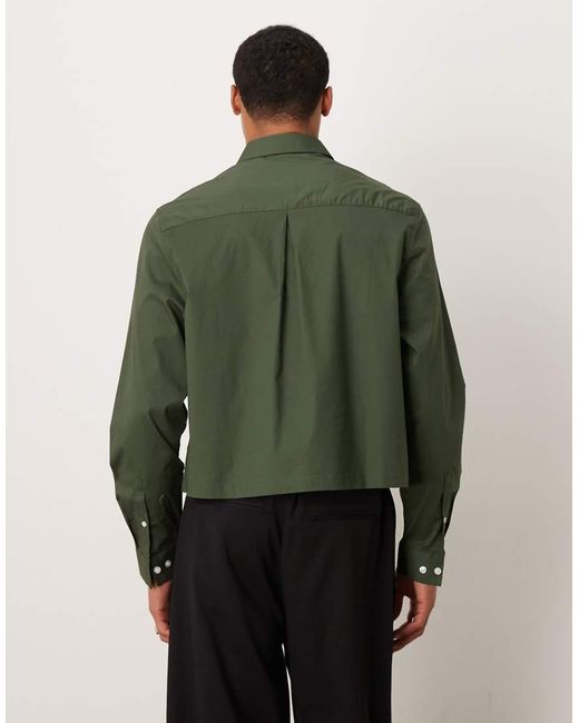 ASOS Green Cropped Poplin Regular Shirt for men