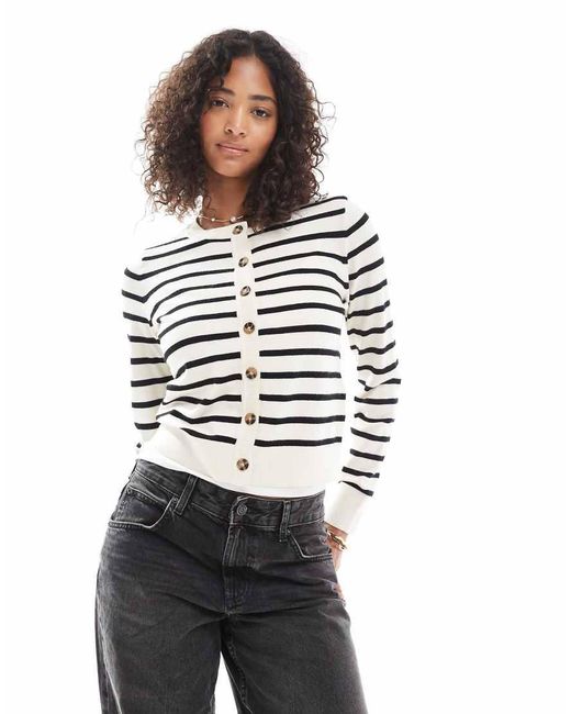 Vero Moda White Soft Knitted Button Up Cardi