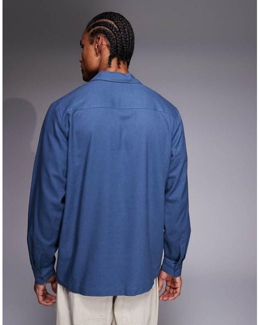 South Beach Blue Long Sleeve Linen Shirt for men
