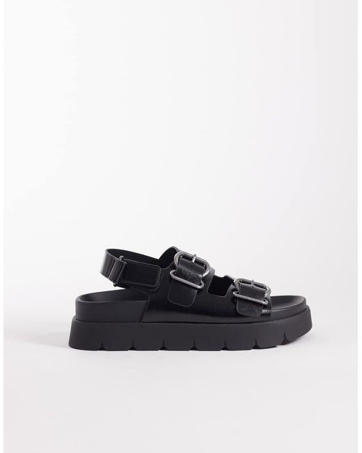 ASOS Black Filter Chunky Footbed Sandal With Double Buckle