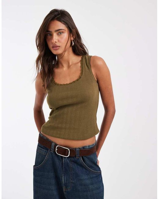 ASOS Green Pointelle Scoop Neck Singlet