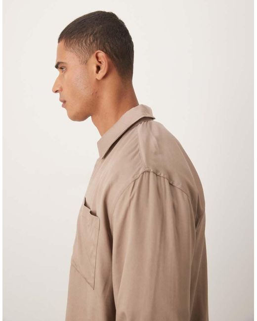 ASOS Natural Co-ord Relaxed Shirt for men
