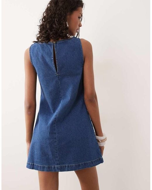 ASOS Blue Denim Fit And Flare Shift Dress