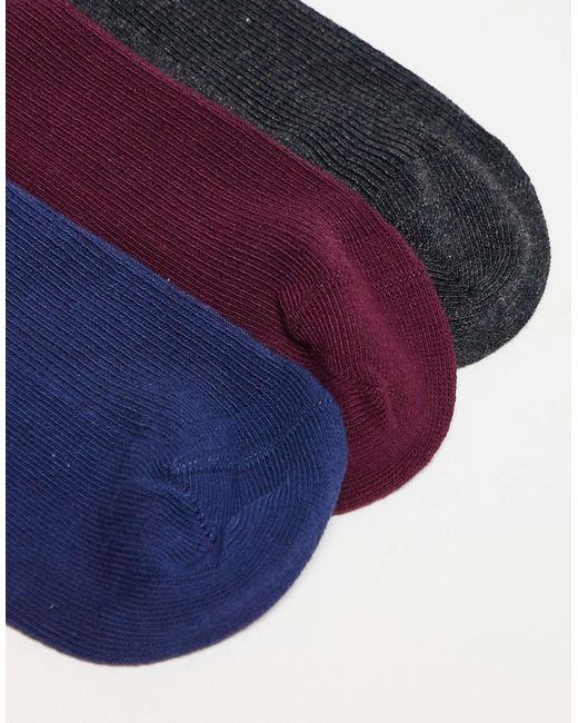ASOS Blue – 3er-pack knöchelhohe socken