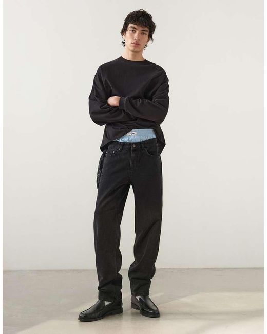 Bershka Black Straight-leg Jeans for men