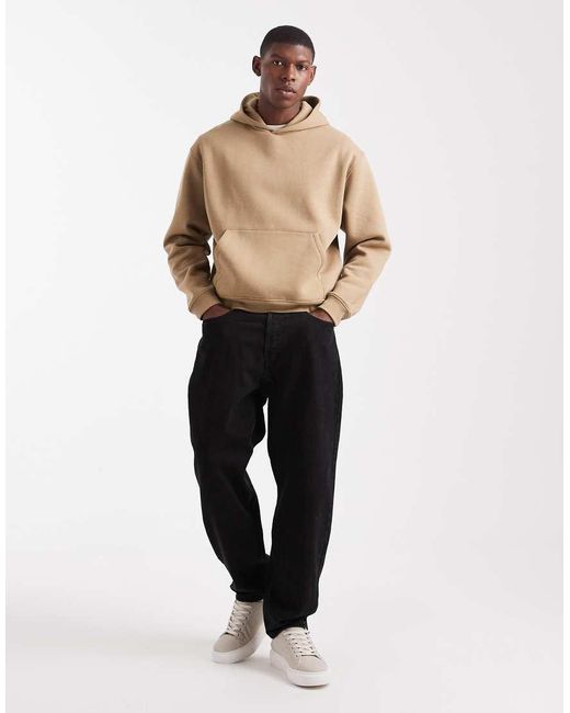 ASOS Natural Essentials Boxy Hoodie for men