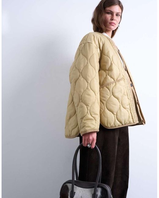 TOPSHOP Natural Double Layer Fronted Liner Jacket